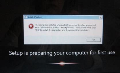 The Computer Restarted Unexpectedly Or Encountered An Unexpected Error During Installation Of