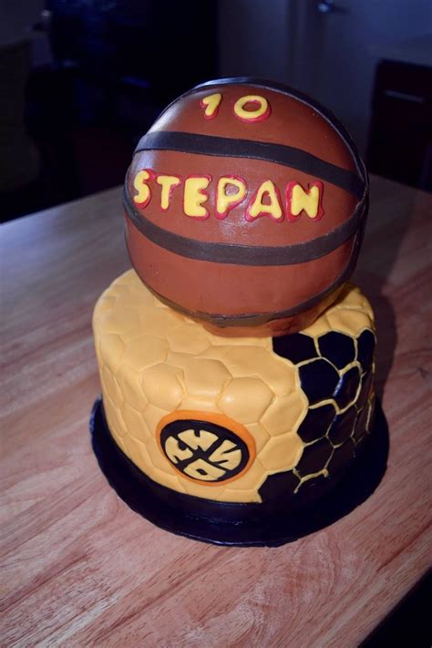 Basketball Cake On Top Of An Honey Comb Cake Which Represents His Jersey Team Logo 🏀