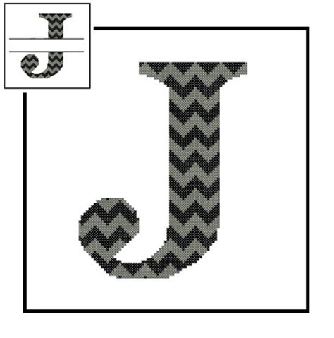 Chevron Monogram J Cross Stitch Pattern J Initial J Letter Etsy