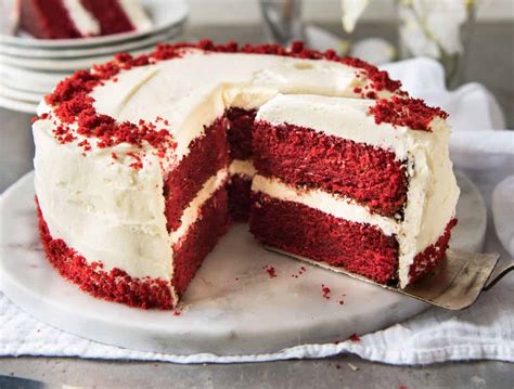 2 1/4 cups sifted cake flour (sifted, then measured), 2 tablespoons unsweetened cocoa powder, 1 teaspoon baking powder, 1 teaspoon baking soda, 1/2 teaspoon salt, 1 cup buttermilk, 1 tablespoon red food coloring, 1 teaspoon distilled white vinegar. Red Velvet Cake | RecipeTin Eats