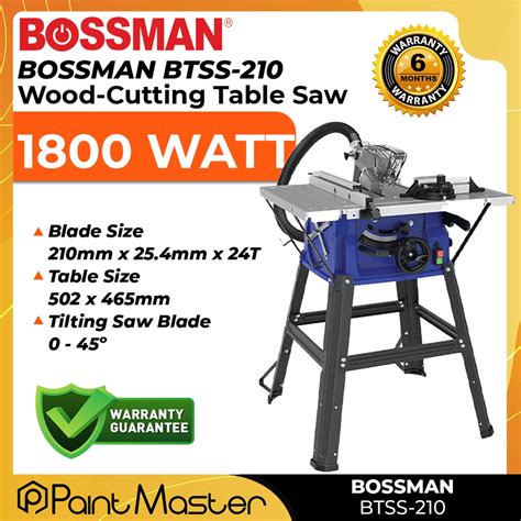 Bossman 1800w 210mm Table Saw Btss210 Woodworking Machine Shopee Malaysia
