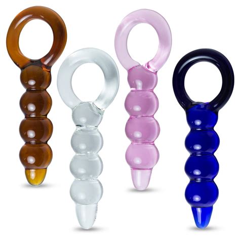 Leluv Glass Ring Handle Beaded Shaft Anal Toy Dildo In A Premium Padded Pouch Etsy