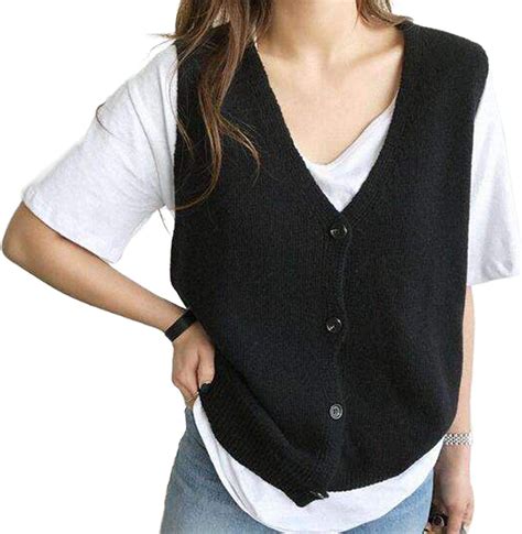 Outwears Ladies Knitted Sleeveless Sweater Short V Neck Cardigan