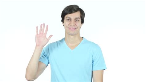 Hello Waving Hand Excited Young Stock Footage Video 100 Royalty
