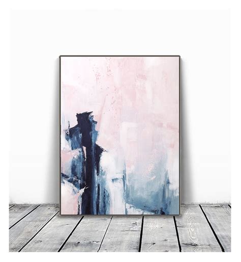 Pink And Navy Blue Triptych Wall Art Set Of 3 Prints Abstract Etsy Canada