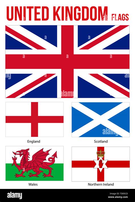 Reino Unido Banderas Colección Ilustración Vectorial Sobre Fondo Blanco