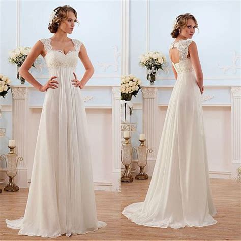 glamorous chiffon sweetheart neckline empire waistline sheath wedding dress with beaded lace