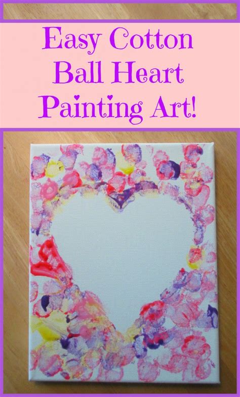 Cotton Ball Heart Painting Crafts For Kids Sunshine Whispers