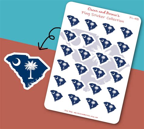 South Carolina Map Shaped Flag Sticker Sheet South Carolina Etsy