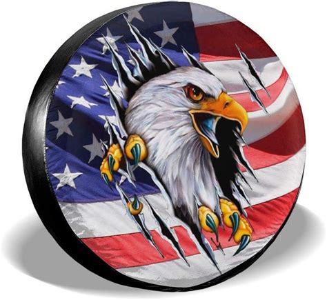 Spare Tire Cover Jeep American Flag Baled Eagle Trailer