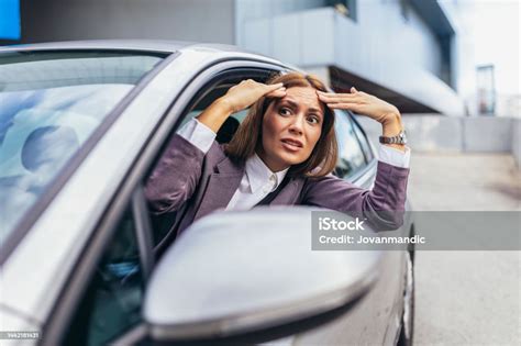 Angry Attractive Caucasian Woman Yelling At Other Drivers While Sitting