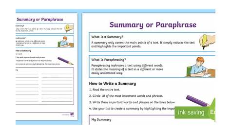 Summary or Paraphrase? | Teacher Made Resource | Twinkl