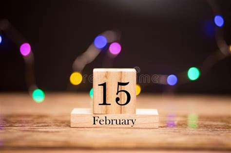 February 15th Day 15 Of Month Calendar In Notepad On Wooden