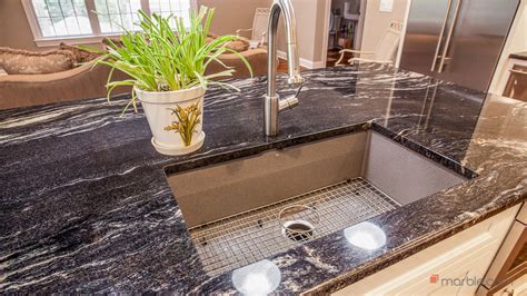 Cosmic Black And Black Galaxy Granite Kitchen Countertops