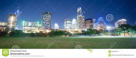 Downtown Austin Texas Skyline View Zilker Metropolitan Park Stock Image