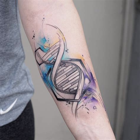 Bold Watercolor Abstract Dna Tattoo Dna Tattoo Tattoos Science Tattoos