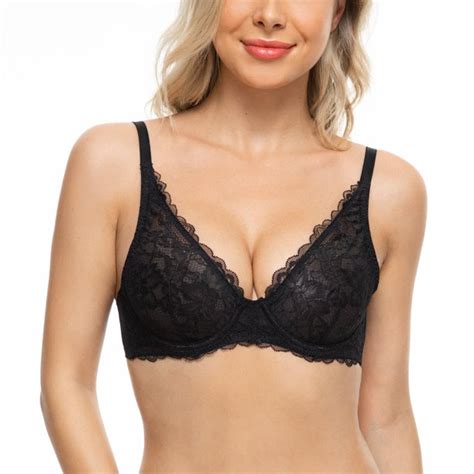 deyllo women s sexy lace bra non padded underwire see through unlined