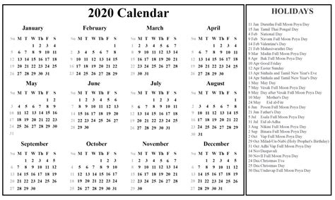 Free Printable Sri Lanka Calendar 2020 Pdf Excel And Word Format