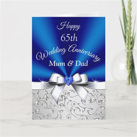 Happy 65th Wedding Anniversary Cards Mum And Dad Card Uk