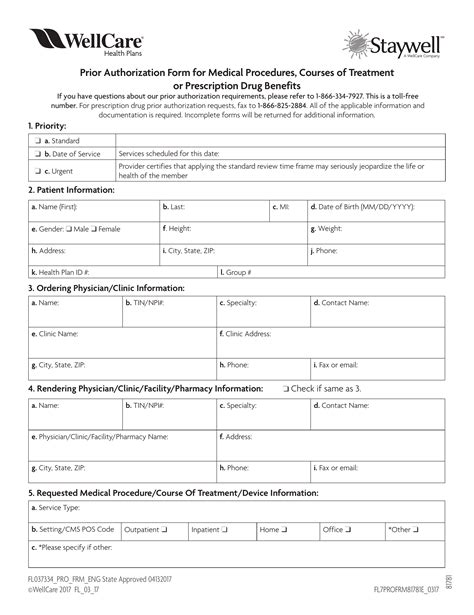 Free Wellcare Prior Rx Authorization Form Pdf Eforms