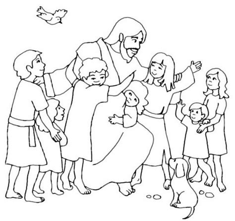 Jesus Blesses The Children Coloring Page Coloring Pages