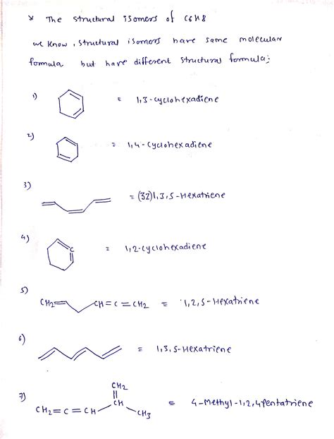 [solved] hi i am stuck on finding 9 structural isomers for c6h8 with no course hero