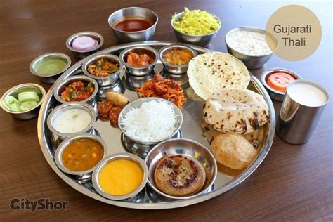 Western Indias Gujarati Thali Traditional Gujarati Vegetarian Food Served In A Big Platter