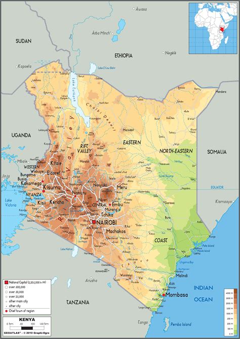 Kenya Physical Wall Map By Graphiogre Mapsales