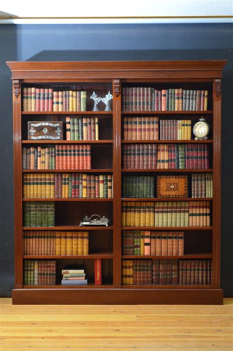 Large Victorian Double Open Bookcase In Mahogany Antiques Atlas Glass