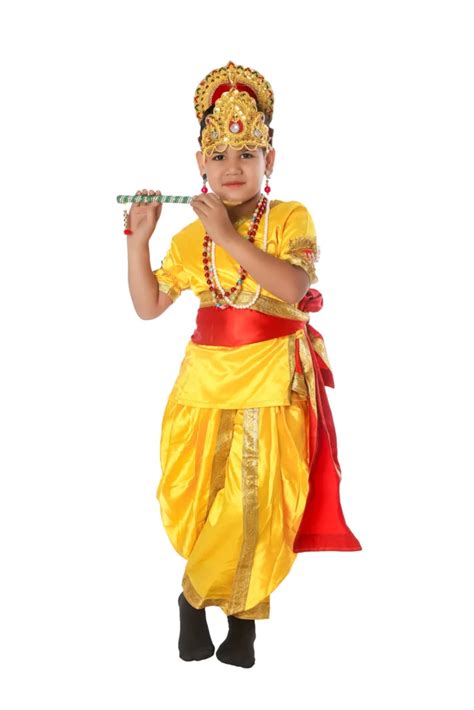 Fancy Dress Krishna Costume For Kids With Accessories