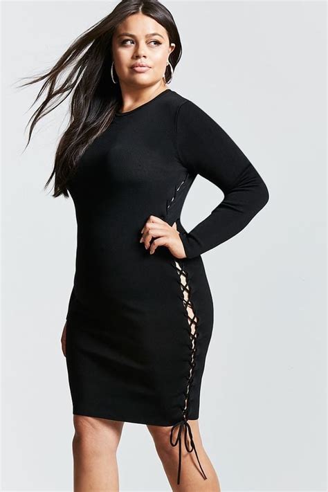 Forever 21 Plus Size Lace Up Dress Bella Hadid Black Lace Up Dress