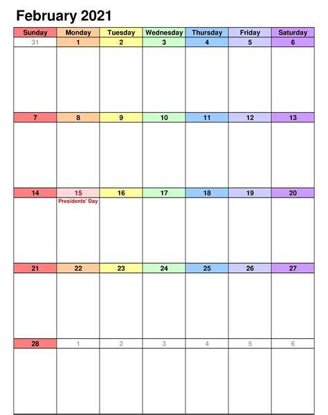 Editable February 2021 Calendar Excel Free Printable Calendar Templates