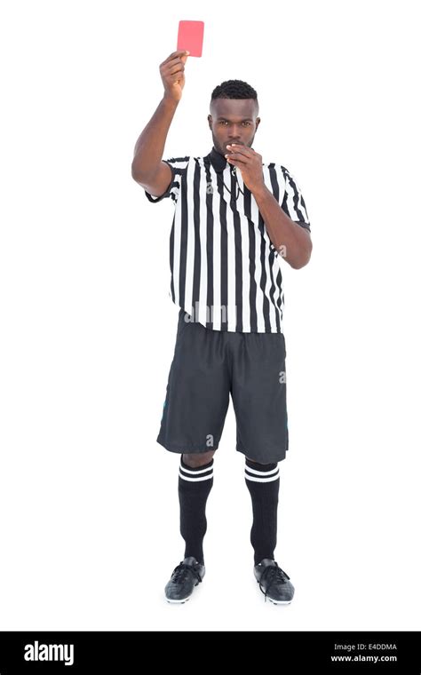 Serious Referee Showing Red Card Stock Photo Alamy