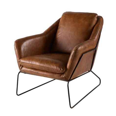 Fauteuil En Cuir Marron Majestic Maisons Du Monde