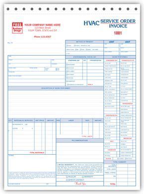 A work order template is a very important document. Free Invoice Forms hvac | 6531-3 HVAC Invoices Service Order | Hvac services, Hvac work, Hvac ...