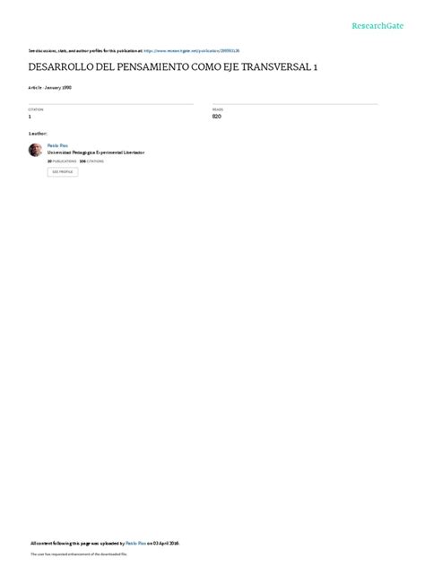 Desarrollo Del Pensamiento Como Eje Transversal 1 January 1998 Pdf