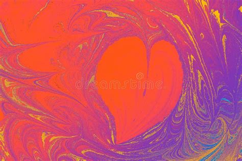 Abstract Marble Heart Pattern Texture Traditional Art Of Ebru Marbling