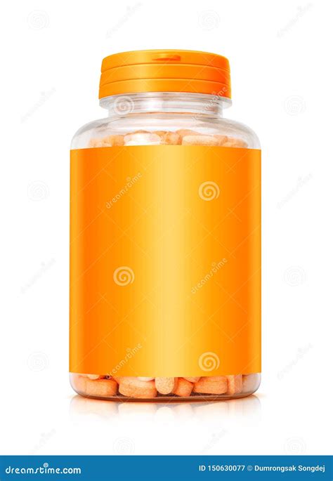 Vitamin Bottle With Orange Cap And Blank Label Stock Image Image Of