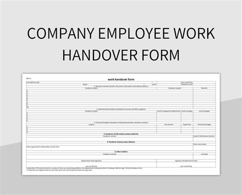 Free Work Handover Form Templates For Google Sheets And Microsoft Excel
