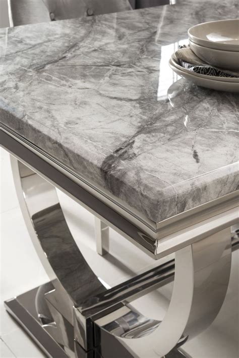Ultra chic and high end, the arianna dining table is the ultimate collection for those who crave style and glamour. Vida Arianna Grey Marble And Steel 200cm Dining Table with ...