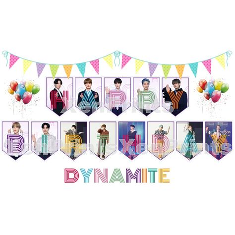 Bts Dynamite Happy Birthday Banner Design 2 Shopee Philippines