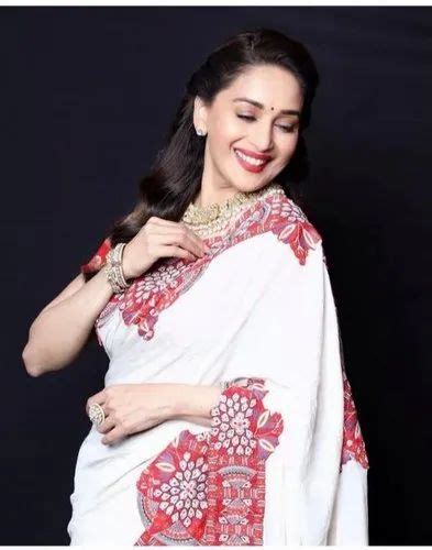 Silk Embroidered Designer Bollywood Madhuri Dixit Sarees 55 M