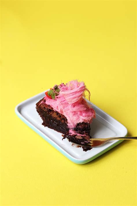 Brownie Cake With Rose Persian Fairy Floss Strawberries Sweet Treats