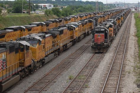 Yard Full Of Union Pacific Locomotives In Ft Worth Texas Union