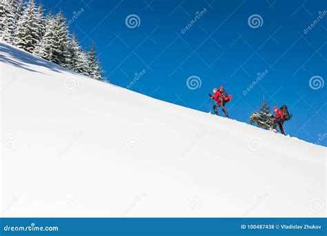 Two Climbers Are In The Mountains Stock Photo Image Of Hike Extreme