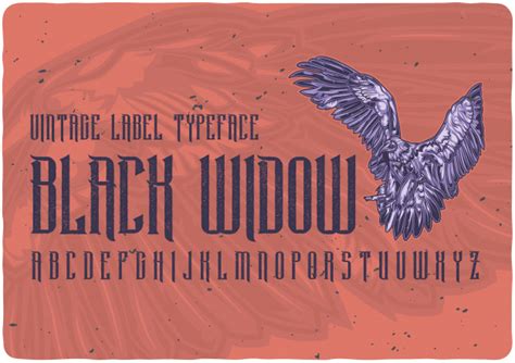 Black Widow Vintage Label Font Premium Vector