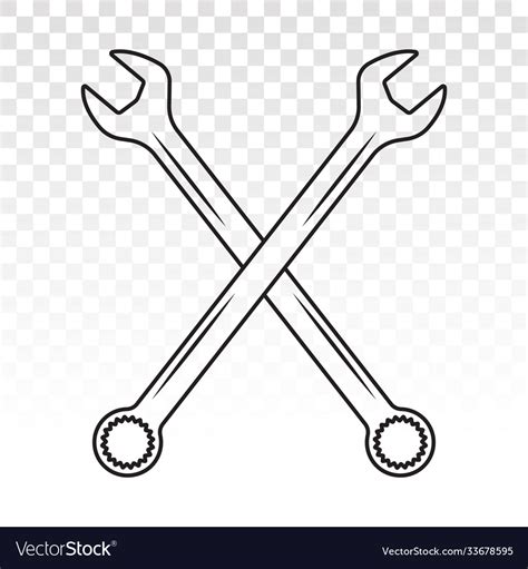 Crossed A Wrench Spanner Line Art Icon For Apps Vector Image