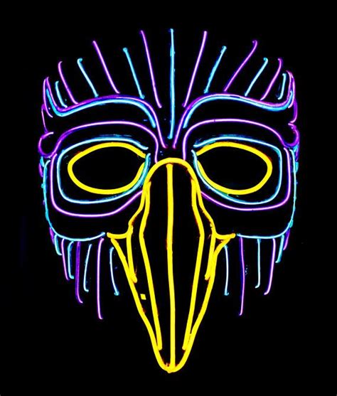 Night Owl Led Light Up Mask El Wire Owl Handmade Animal Etsy Rave