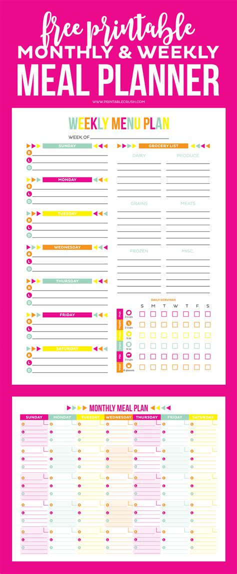 Monthly And Weekly Free Printable Meal Planner Printable Crush