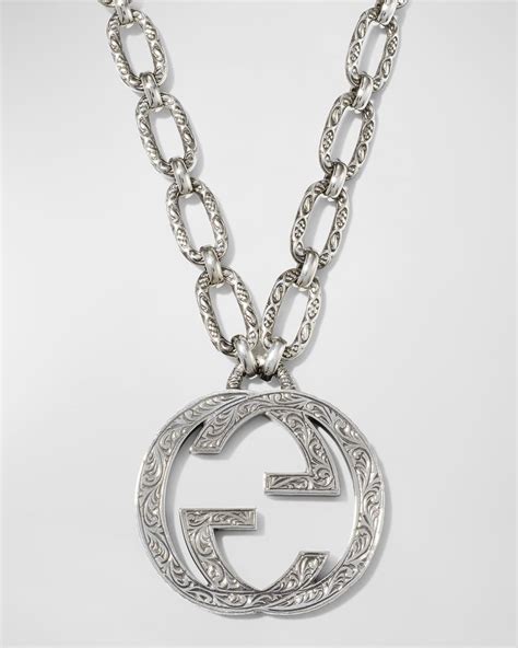 Gucci Mens Interlocking G Pendant Necklace 36l Neiman Marcus